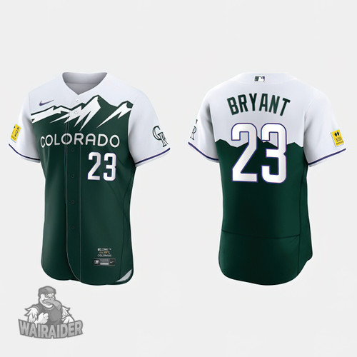 Men's  Colorado Rockies #23 Kris Bryant Green 2022 City Connect Stitched Baseball Jersey