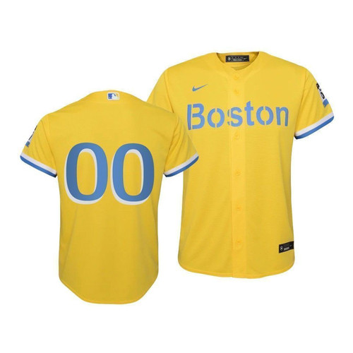 Youth's Boston Red Sox Custom #00 2021 City Connect Replica Gold Jersey