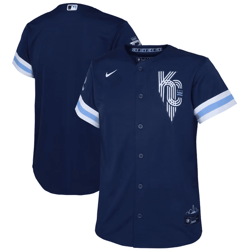 Youth's Kansas City Royals Custom 2022 City Connect Replica Player Jersey - Navy