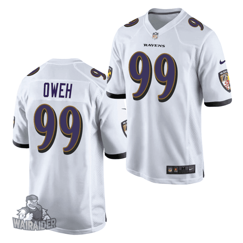 Men's Baltimore Ravens Jayson Oweh 2021 NFL Draft Game- White Jersey