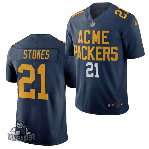 Men's Eric Stokes Green Bay Packers 2021 NFL Draft City Edition- Navy Jersey