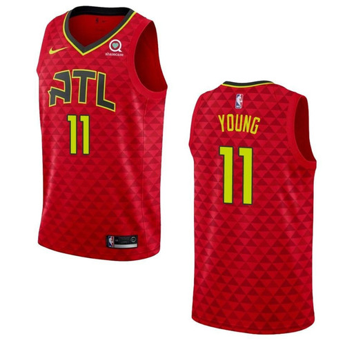 Men's   Atlanta Hawks #11 Trae Young Statet Swingman Jersey - Red , Basketball Jersey