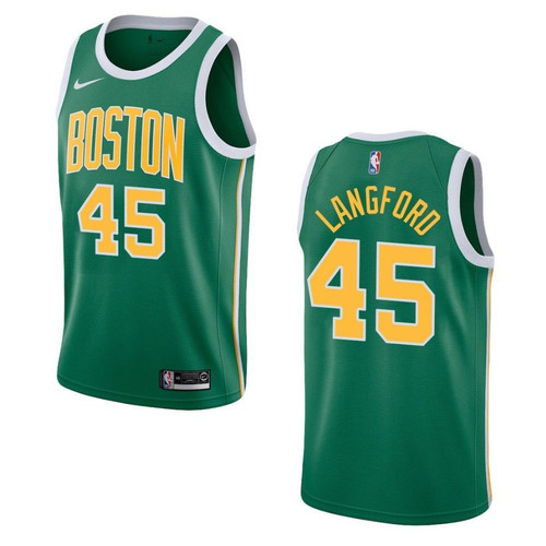 Men's   Boston Celtics #45 Romeo Langford Earned Swingman Jersey - Green , Basketball Jersey