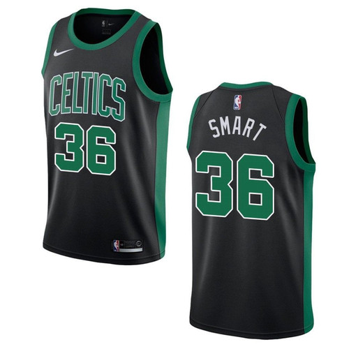 Men's   Boston Celtics #36 Marcus Smart Statet Swingman Jersey - Black , Basketball Jersey