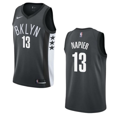 Men's   Brooklyn Nets #13 Shabazz Napier Statet Swingman Jersey - Black , Basketball Jersey