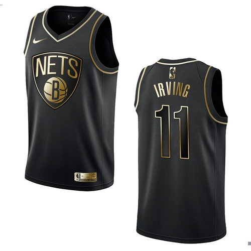 Men's   Brooklyn Nets #11 Kyrie Irving Golden Edition Jersey - Black , Basketball Jersey