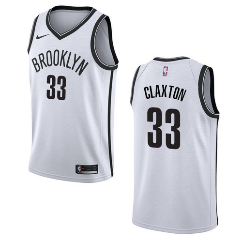 Men's   Brooklyn Nets #33 Nicolas Claxton Association Swingman Jersey - White , Basketball Jersey
