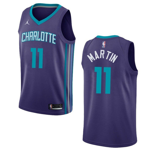 Men's   Charlotte Hornets #11 Cody Martin Statet Swingman Jersey - Purple , Basketball Jersey