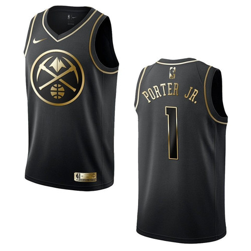 Men's   Denver Nuggets #1 Michael Porter Jr. Golden Edition Jersey - Black , Basketball Jersey