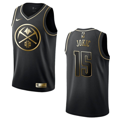 Men's   Denver Nuggets #15 Nikola Jokic Golden Edition Jersey - Black , Basketball Jersey