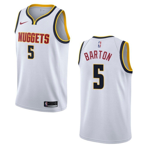 Men's   Denver Nuggets #5 Will Barton Association Swingman Jersey - Wihte , Basketball Jersey