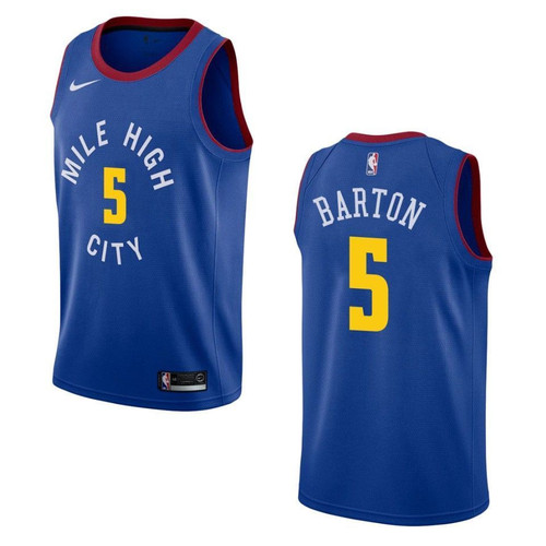 Men's   Denver Nuggets #5 Will Barton Statet Swingman Jersey - Blue , Basketball Jersey