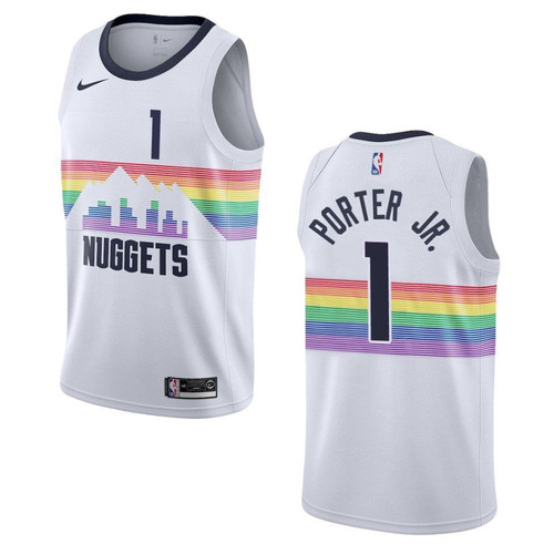 Men's  2019-20  Denver Nuggets #1 Michael Porter Jr. City Swingman Jersey - White , Basketball Jersey