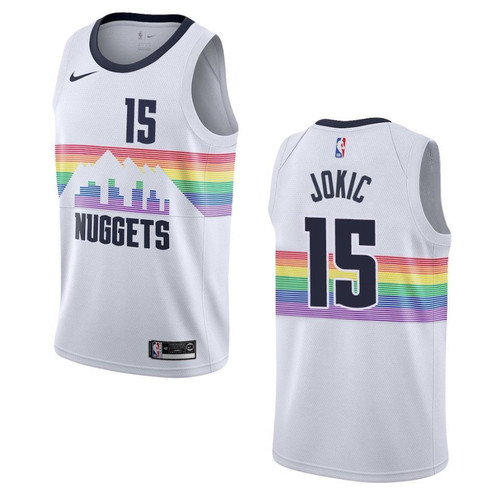 Men's  2019-20  Denver Nuggets #15 Nikola Jokic City Swingman Jersey - White , Basketball Jersey