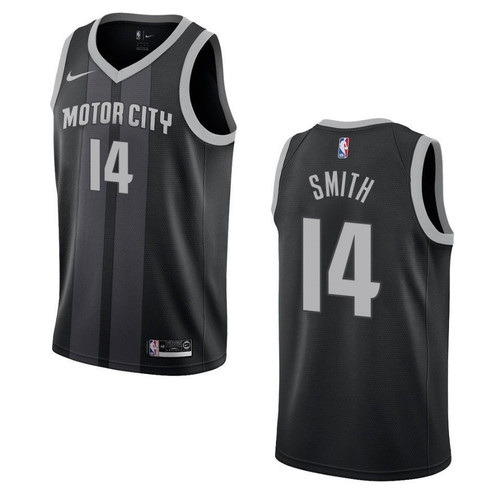 Men's  2019-20  Detroit Pistons #14 Ish Smith City Swingman- Black Jersey