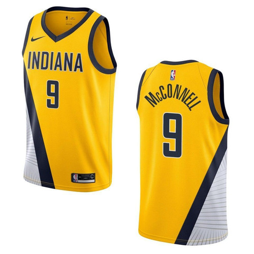 Men's   2019-20 Indiana Pacers #9 T.J. McConnell Statet Swingman Jersey - Yellow , Basketball Jersey