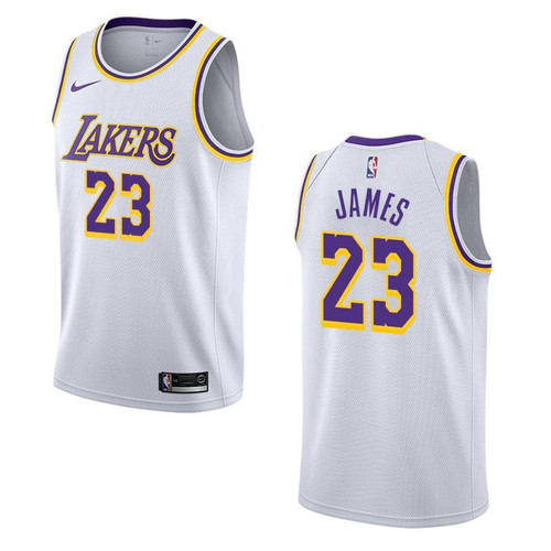 Men's   2019-20 Los Angeles Lakers #23 LeBron James Association Swingman Jersey - White , Basketball Jersey