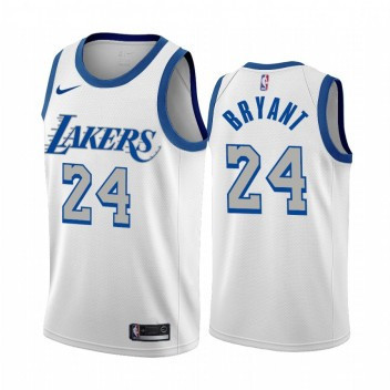 Men's Kobe Bryant Los Angeles Lakers White City Edition New Blue Silver Logo 2020-21 Jersey