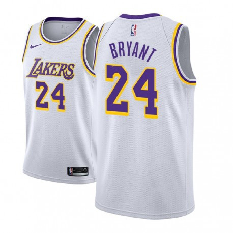 Men's   NBA 2018-19 Kobe Bryant Los Angeles Lakers And 24 Association White Jersey