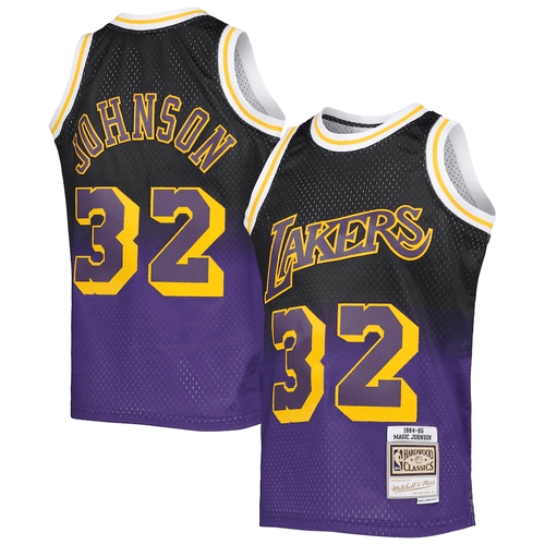 Youth's  Magic Johnson Los Angeles Lakers Mitchell & Ness  1984-85 Hardwood Classics Fadeaway Swingman Jersey - Black/Purple