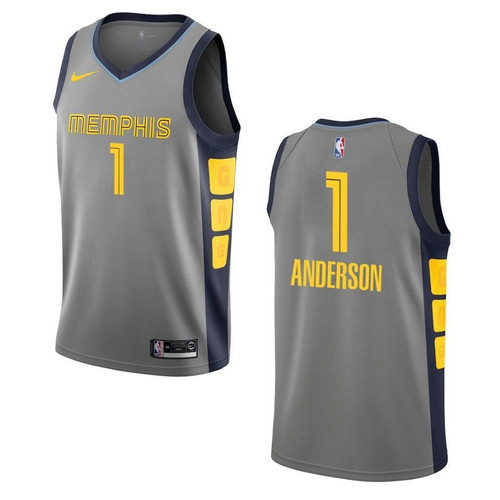 Men's  2019-20  Memphis Grizzlies #1 Kyle Anderson City Swingman Jersey - Gray , Basketball Jersey