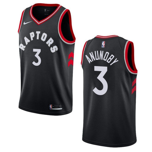 Men's   Toronto Raptors #3 OG Anunoby Statet Swingman Jersey - Black , Basketball Jersey