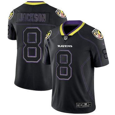 Youth's Baltimore Ravens #8 Lamar Jackson Lights Out Black Stitched NFL Limited Rush Jersey