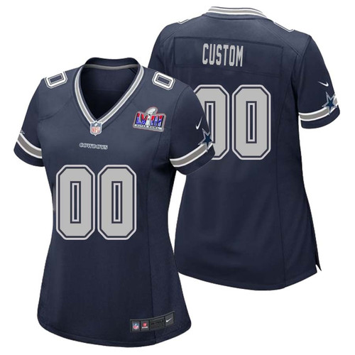 Women's Dallas Cowboys Super Bowl LVIII Home Custom Game Jersey – Navy – Replica