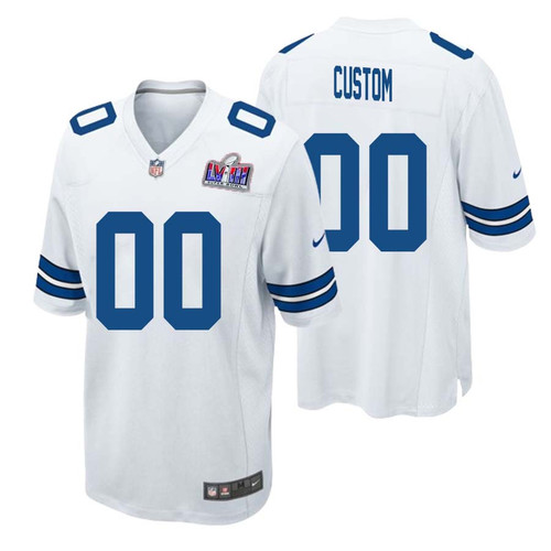 Men’s Dallas Cowboys Super Bowl LVIII Road Custom Game Jersey – White – Replica
