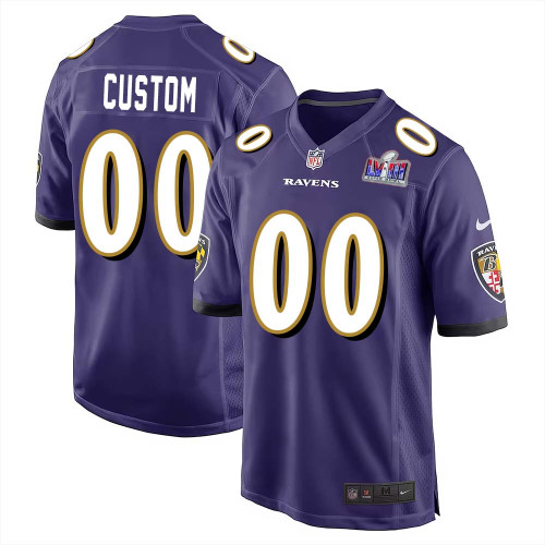 Custom Baltimore Ravens Super Bowl LVIII Team Game Limited Jersey for Men – Black – Replica