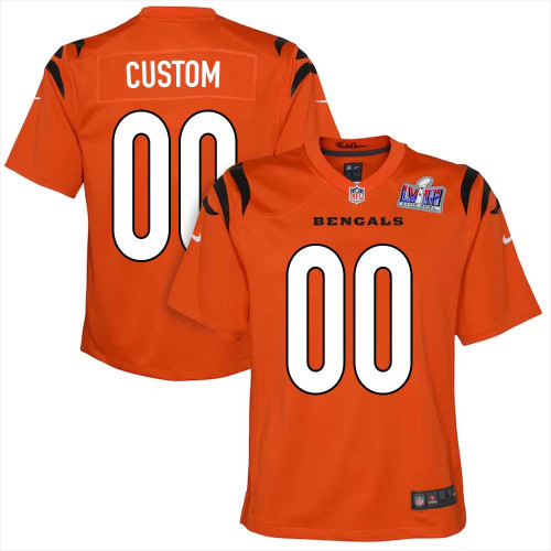 Custom Alternate Orange Bengals Super Bowl LVIII Limited Jersey for Youth – Replica