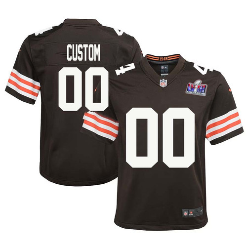 Youth Cleveland Browns Super Bowl LVIII Brown Custom Home Game Jersey – Replica