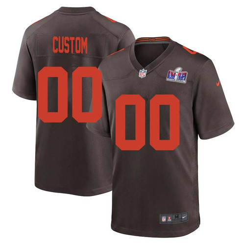 Men Custom Brown Cleveland Browns Super Bowl LVIII Alternate Game Jersey – Replica