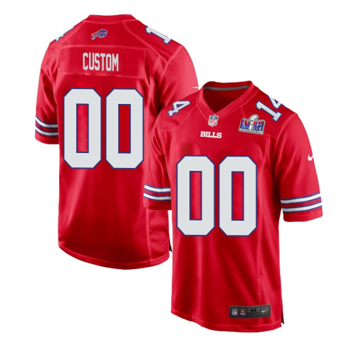 Men Custom Super Bowl LVIII Buffalo Bills Alternate Game Jersey – Red – Replica