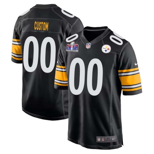 Custom Pittsburgh Steelers Super Bowl LVIII Men Home Game Player Jersey – Black – Replica