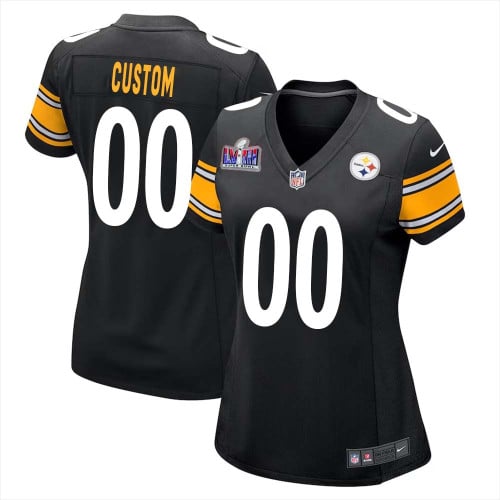 Custom Pittsburgh Steelers Super Bowl LVIII Women Home Game Player Jersey – Black – Replica