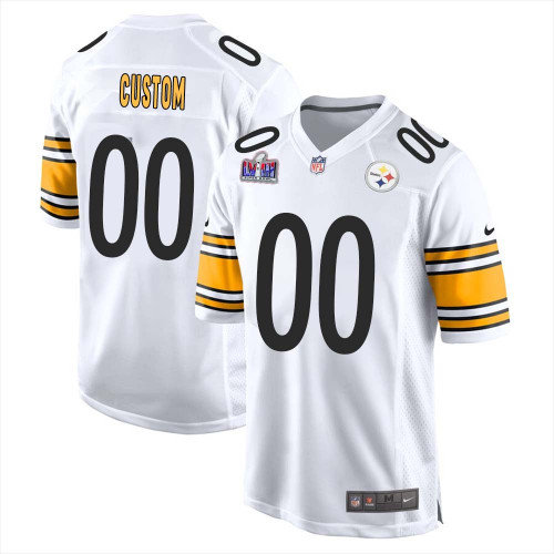 Custom Pittsburgh Steelers Super Bowl LVIII Away Game Player Jersey for Men – White – Replica