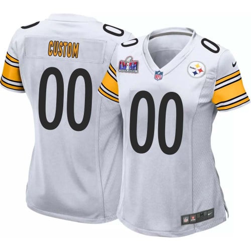 Custom Pittsburgh Steelers Super Bowl LVIII Away Game Player Jersey for Women – White – Replica