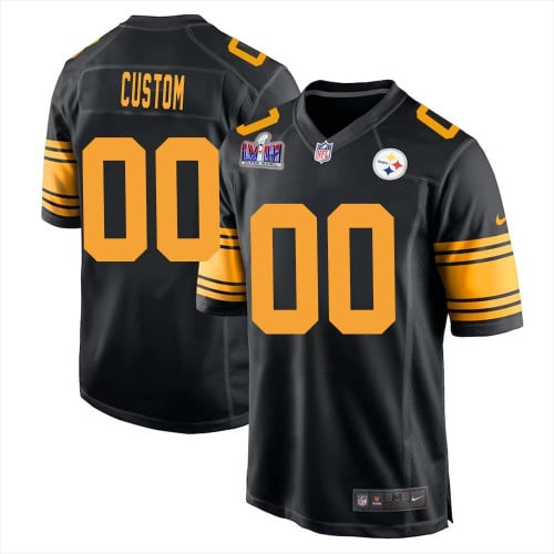 Custom Pittsburgh Steelers Super Bowl LVIII Black Alternate Game Jersey for Men – Replica