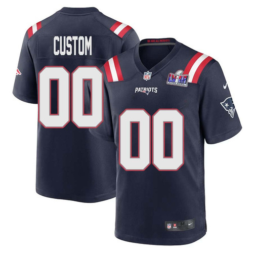 Men Custom Navy New England Patriots Super Bowl Alternate Home Game Player Jersey – Replica