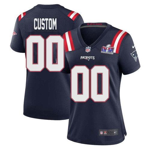 Women Custom Navy New England Patriots Super Bowl Alternate Home Game Player Jersey – Replica
