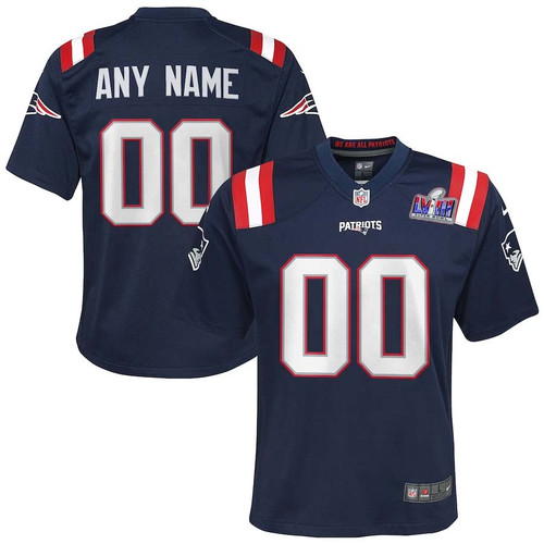 Youth Custom Navy New England Patriots Super Bowl Alternate Home Game Player Jersey – Replica