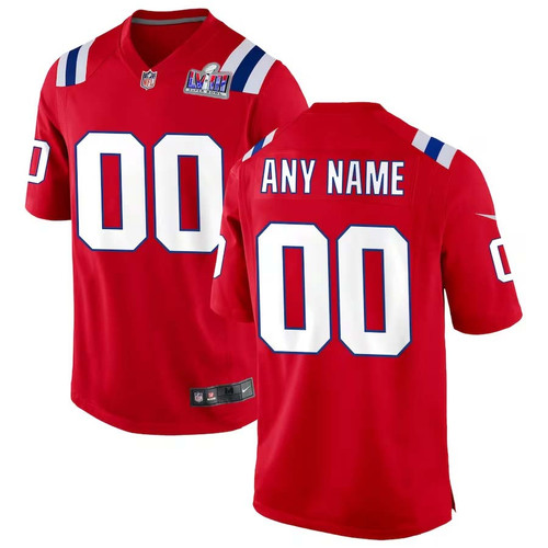 Men Red New England Patriots Super Bowl LVIII Alternate Custom Jersey – Replica