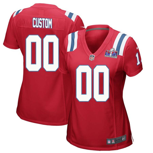 Women Red New England Patriots Super Bowl LVIII Alternate Custom Jersey – Replica