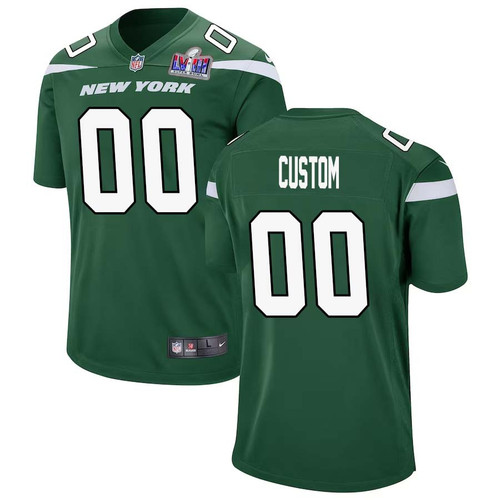 Custom New York Jets Super Bowl LVIII Home Game Jersey – Gotham Green for Mens – Replica