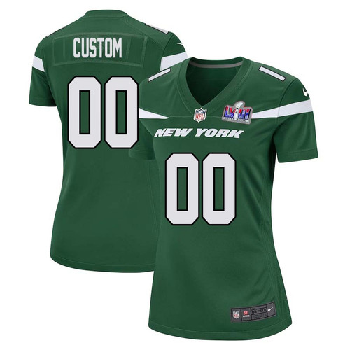 Custom New York Jets Super Bowl LVIII Home Game Jersey – Gotham Green for Women – Replica
