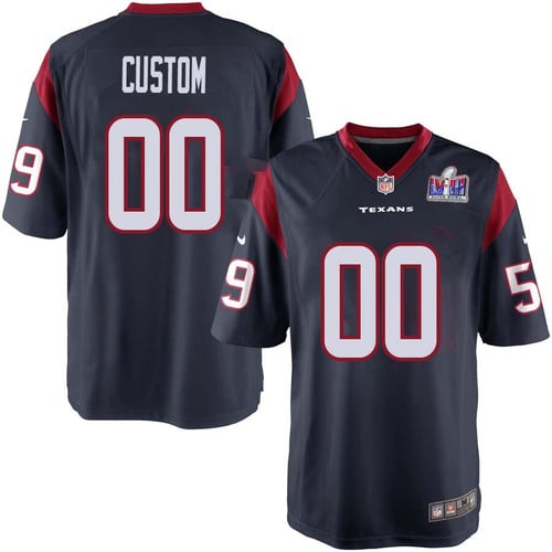 Custom Houston Texans Super Bowl LVIII Home Game Jersey for Youth – Replica