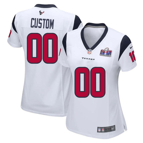 Custom Women White Houston Texans Super Bowl LVIII Away Game Player Jersey – Replica