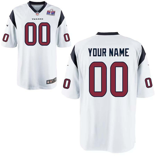 Custom Youth White Houston Texans Super Bowl LVIII Away Game Player Jersey – Replica