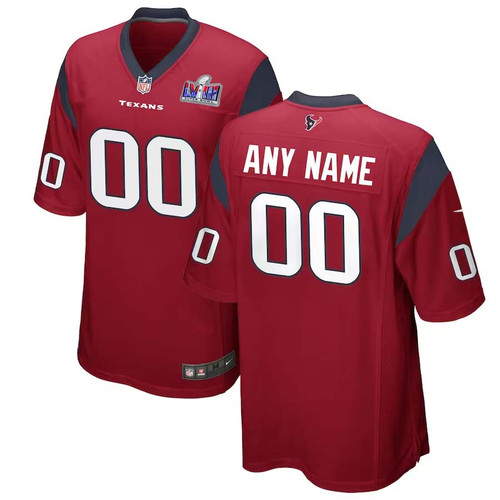 Men Red Houston Texans Super Bowl LVIII Alternate Custom Game Jersey – Replica